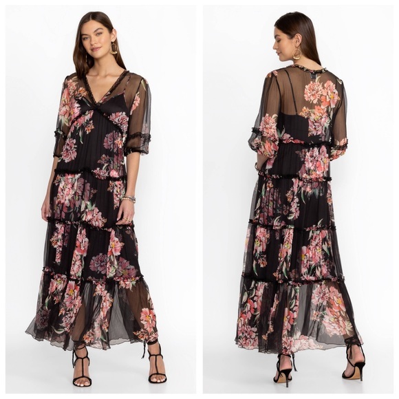 Johnny Was Jade Lizzy Ruffle Maxi Dress Size XL